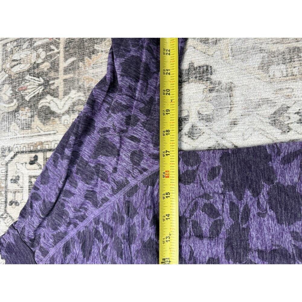 Athleta Pulllover Womens Medium Purple Striped 1/4 Zip Mock Neck Long Sleeve Top - Picture 3 of 4